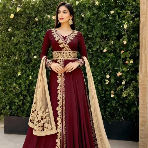 3 Pcs Women Stitched Silk Embroidered Maxi